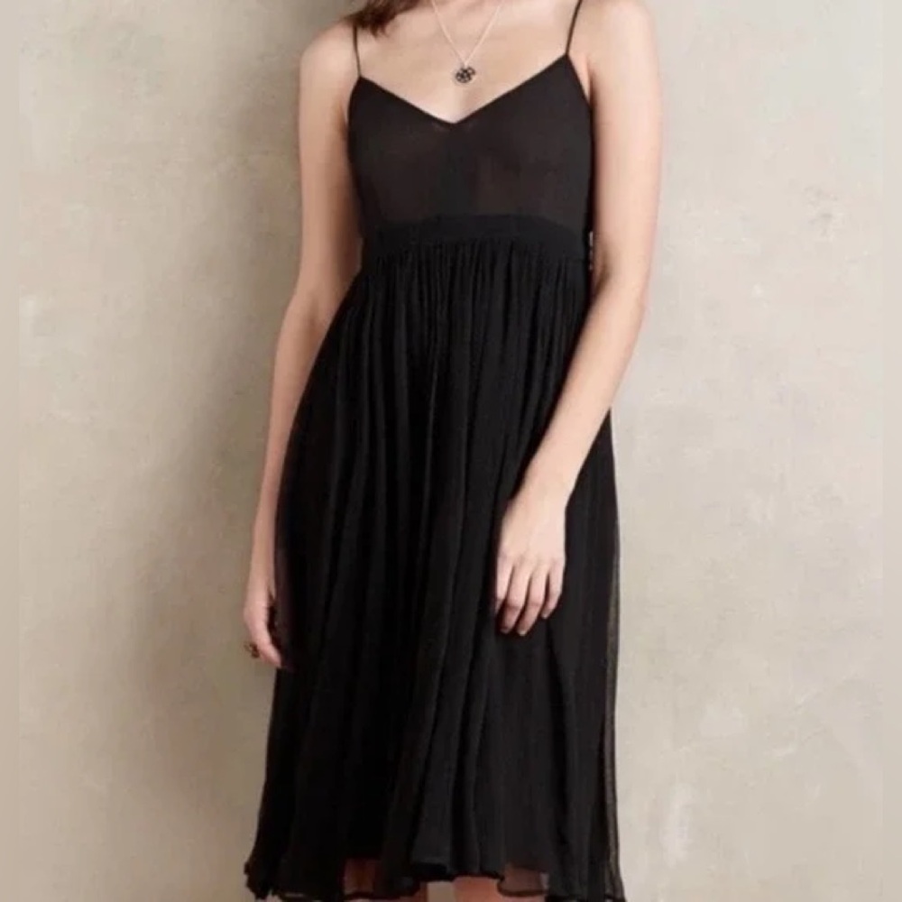 NWT HD in Paris Black Marana Empire Waist Midi Dress size 10 Anthropologie